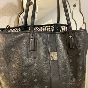 MCM Black and White Checkered Bag